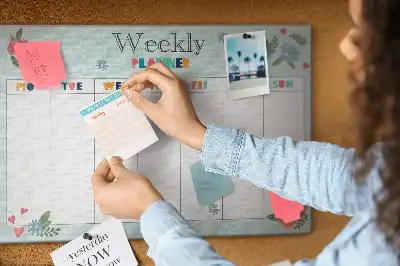 Weekly planner cork memo board