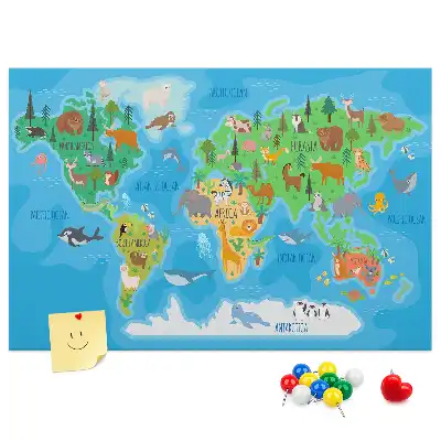 Cartoon Map Printed Cork Memo Board