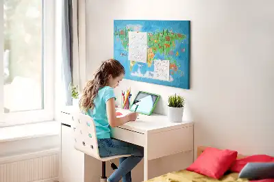Cartoon Map Printed Cork Memo Board