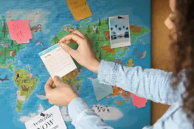 Cartoon Map Printed Cork Memo Board