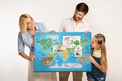 Cartoon Map Printed Cork Memo Board