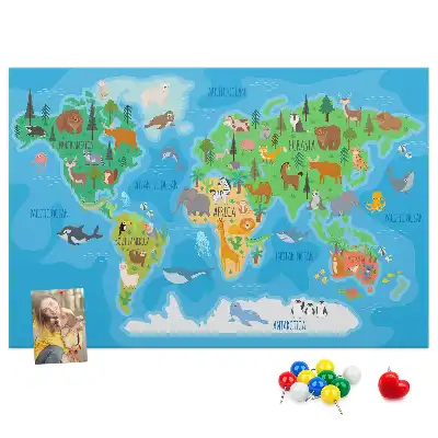 Cartoon Map Printed Cork Memo Board