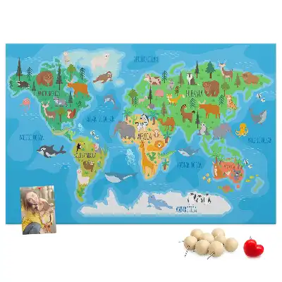 Cartoon Map Printed Cork Memo Board