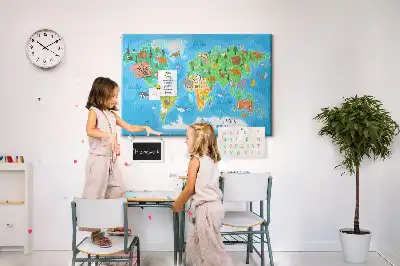 Cartoon Map Printed Cork Memo Board