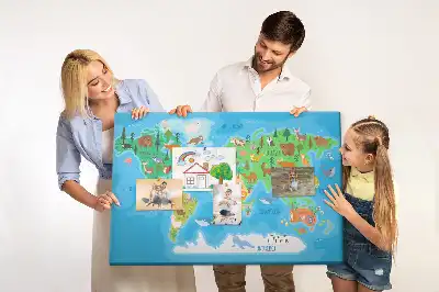 Cartoon Map Printed Cork Memo Board