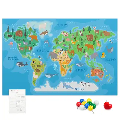 Cartoon Map Printed Cork Memo Board