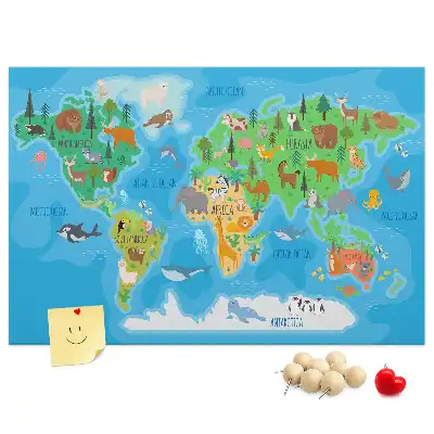 Cartoon Map Printed Cork Memo Board