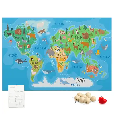 Cartoon Map Printed Cork Memo Board