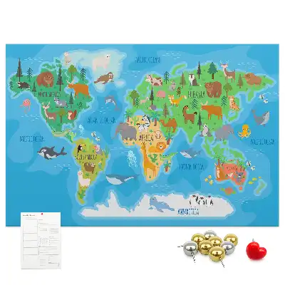 Cartoon Map Printed Cork Memo Board