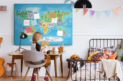 Cartoon Map Printed Cork Memo Board