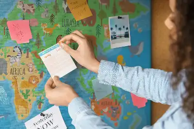 Cartoon Map Printed Cork Memo Board