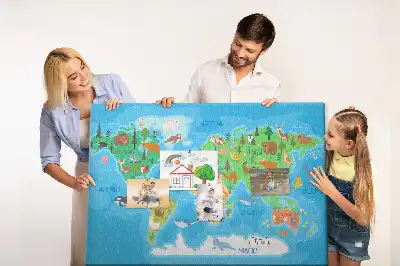 Cartoon Map Printed Cork Memo Board