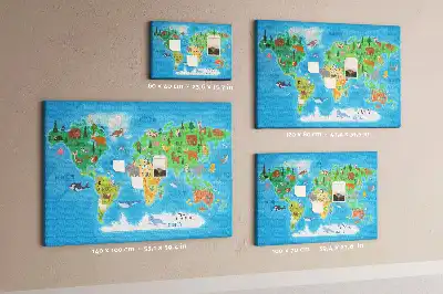 Cartoon Map Printed Cork Memo Board