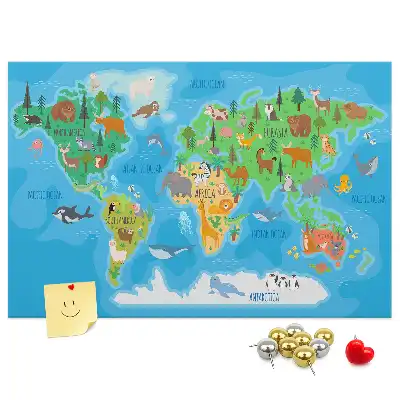 Cartoon Map Printed Cork Memo Board