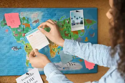Cartoon Map Printed Cork Memo Board