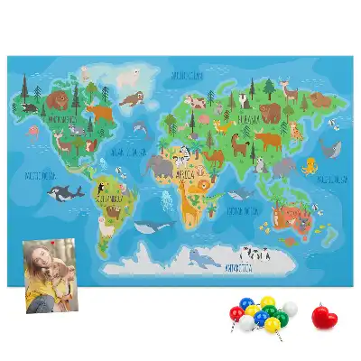 Cartoon Map Printed Cork Memo Board