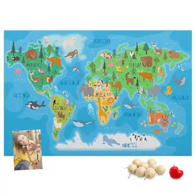 Cartoon Map Printed Cork Memo Board