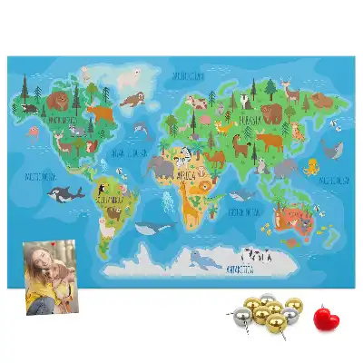 Cartoon Map Printed Cork Memo Board