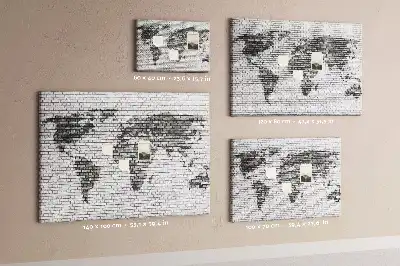 Brick Wall World Map Cork Memo Board