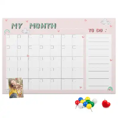 Printed Cork Memo Board Monthly planner for kids