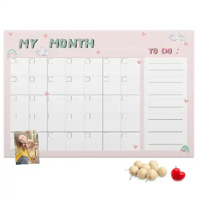 Printed Cork Monthly Planner Memo Board for Kids