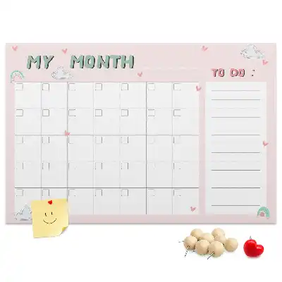 Printed Cork Memo Board Monthly planner for kids