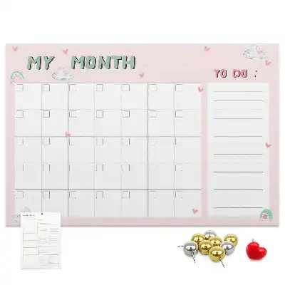 Printed Cork Memo Board Monthly planner for kids