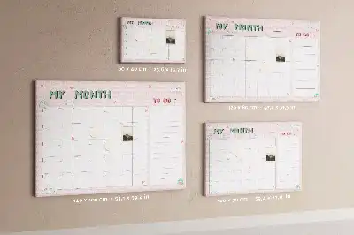 Printed Cork Memo Board Monthly planner for kids