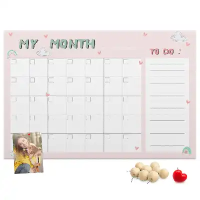 Printed Cork Monthly Planner Memo Board for Kids
