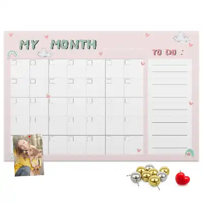 Printed Cork Monthly Planner Memo Board for Kids