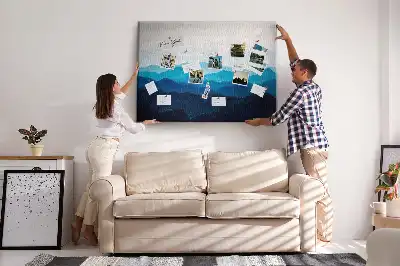 Watercolor Mountains Printed Cork Board