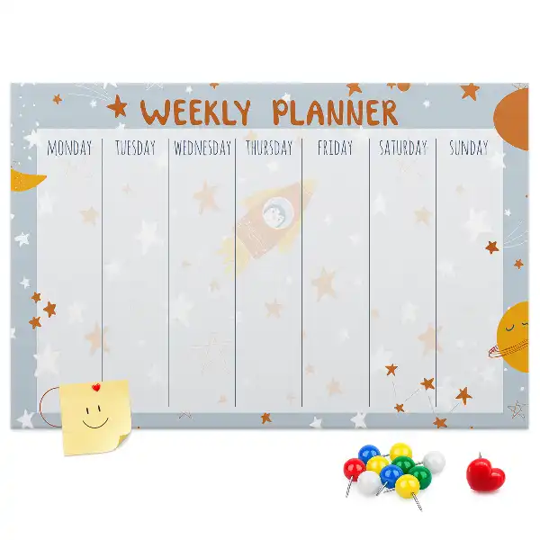 Printed Cork Weekly Planner Memo Board