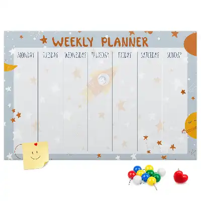 Printed Cork Weekly Planner Memo Board