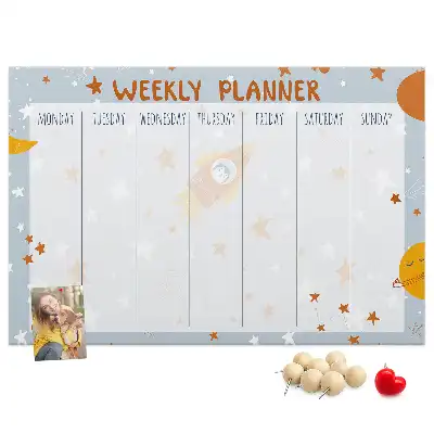 Printed Cork Weekly Planner Memo Board