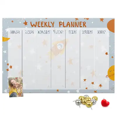 Printed Cork Weekly Planner Memo Board