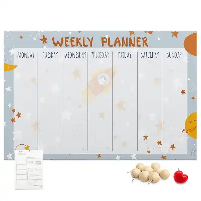 Printed Cork Weekly Planner Memo Board