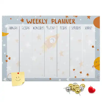 Printed Cork Weekly Planner Memo Board