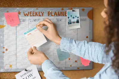 Printed Cork Memo Board Weekly planner