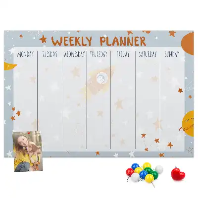 Printed Cork Weekly Planner Memo Board