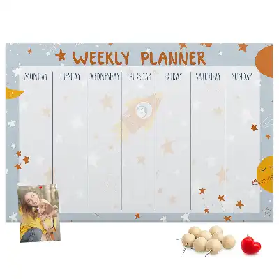 Printed Cork Memo Board Weekly planner