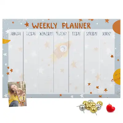 Printed Cork Weekly Planner Memo Board