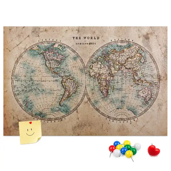 Printed Cork Board World globe map