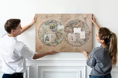 Printed Cork Board World globe map