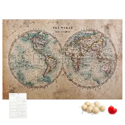 Printed Cork Board World globe map