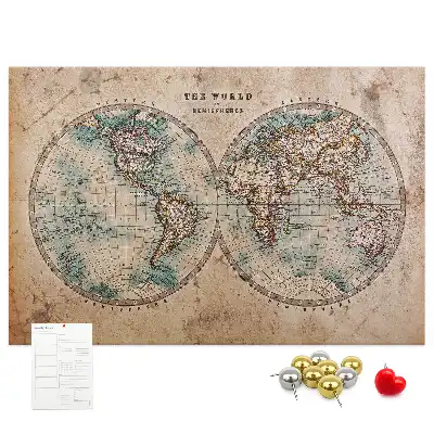 Printed Cork Board World globe map
