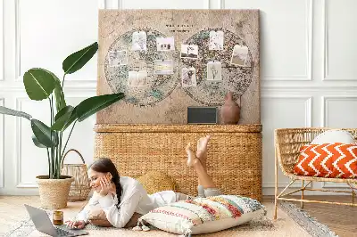 Printed Cork Board World globe map