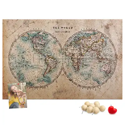 Printed Cork Board World globe map