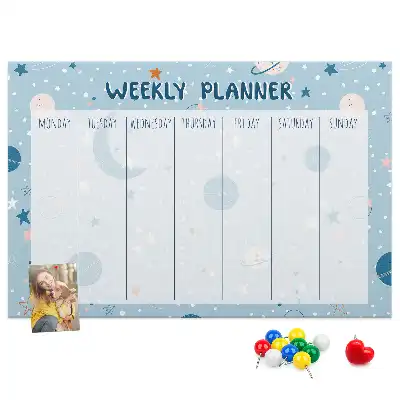 Printed Cork Weekly Space Memo Board Planner
