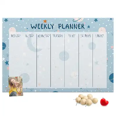 Printed Cork Weekly Space Memo Board Planner