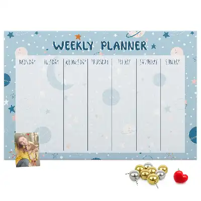 Printed Cork Weekly Space Memo Board Planner
